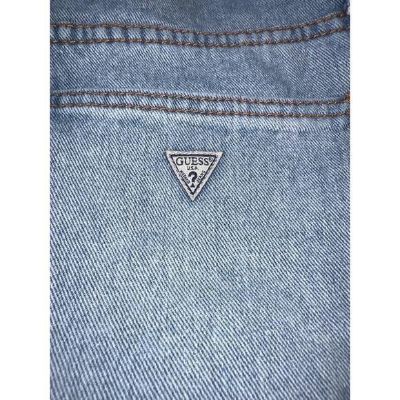 GUESS? Jean High Rise Blue Jean Shorts Embroidered Roses Size 26 - Picture 7 of 7